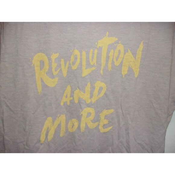 Mim Beige T-Shirt Yellow Revolution and More Writing Button Short Sleeves S - Picture 2 of 5